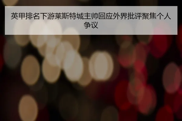 英甲排名下游莱斯特城主帅回应外界批评聚焦个人争议